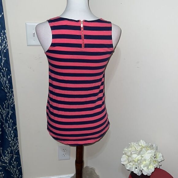 Lilly Pulitzer Navy Pink Striped Sleeveless Tank Top Exposed Zip sz XS - Picture 3 of 8